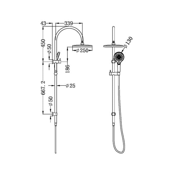 Nero Mecca Twin Shower with Opal Shower Gunmetal