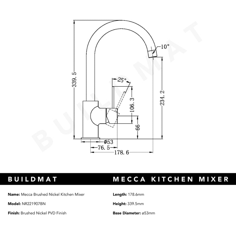 Mecca Brushed Nickel Kitchen Mixer