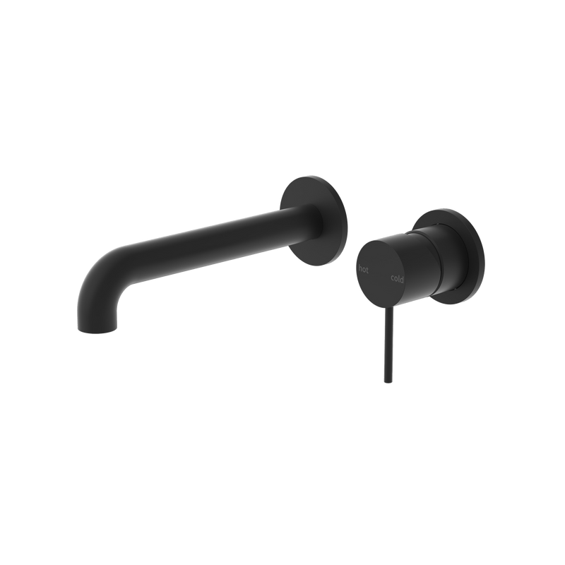 Mecca Wall Basin Mixer Separate Back Plate 185mm Spout Matte Black