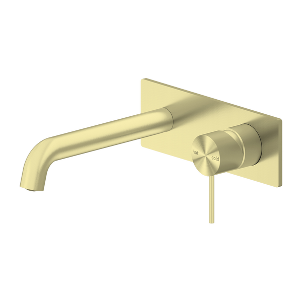 Nero Mecca Wall Basin Mixer 185mm Spout Brushed Gold