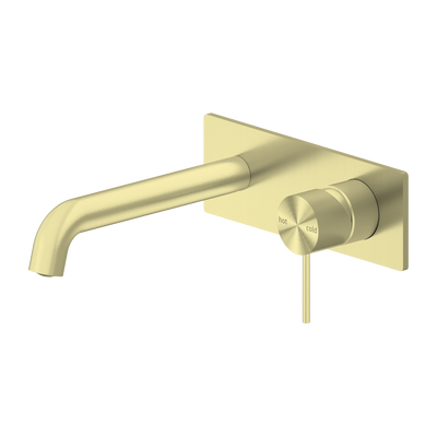 Mecca Wall Basin Mixer 185mm Spout Brushed Gold