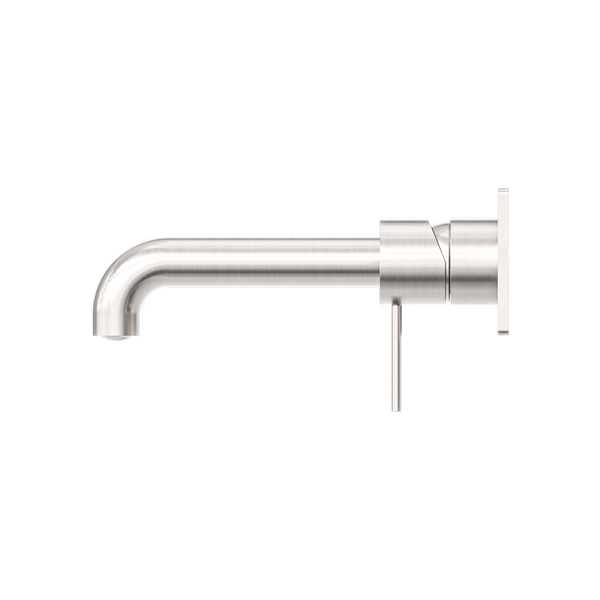 Nero Mecca Wall Basin Mixer 185mm Spout Brushed Nickel
