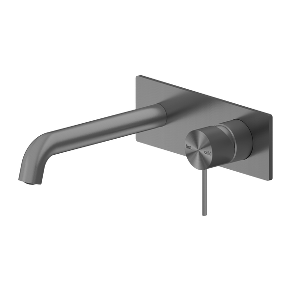 Nero Mecca Wall Basin Mixer 185mm Spout Brushed Gunmetal
