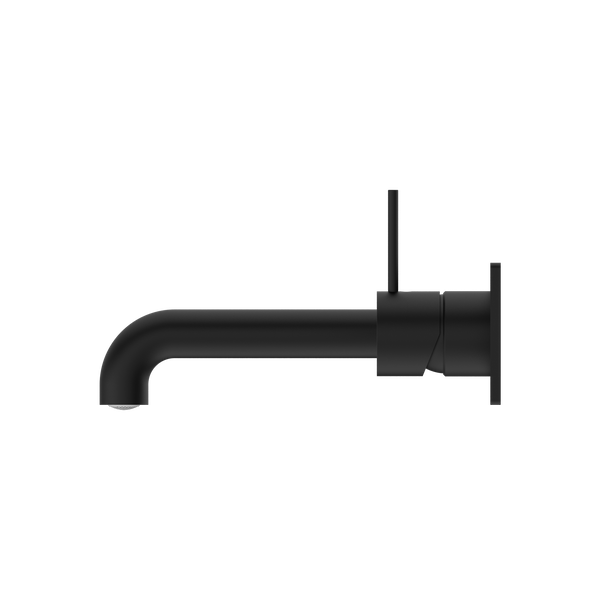 Nero Mecca Wall Basin Mixer Handle Up 185mm Spout Matte Black