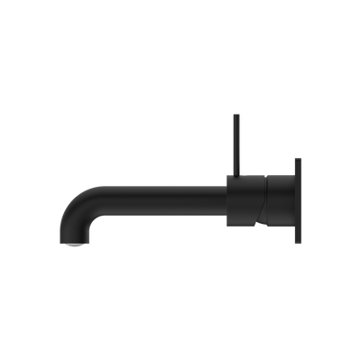 Mecca Wall Basin Mixer Handle Up 185mm Spout Matte Black