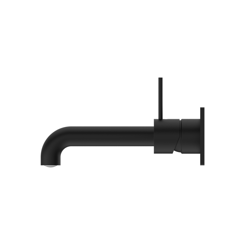 Mecca Wall Basin Mixer Handle Up 185mm Spout Matte Black