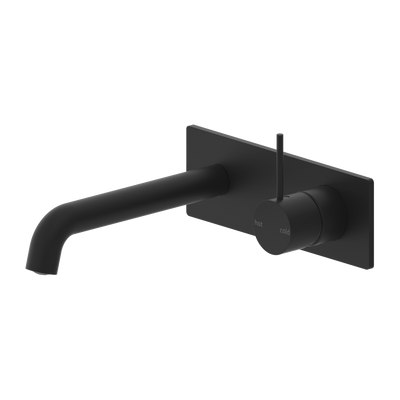 Mecca Wall Basin Mixer Handle Up 185mm Spout Matte Black