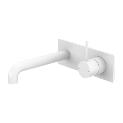 Mecca Wall Basin Mixer Handle Up 185mm Spout Matte White