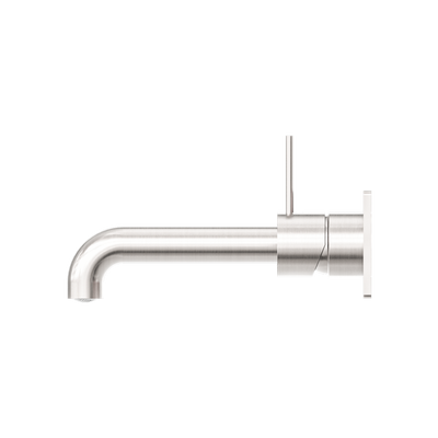 Mecca Wall Basin Mixer Handle Up 185mm Spout Brushed Nickel