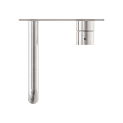 Mecca Wall Basin Mixer Handle Up 185mm Spout Brushed Nickel
