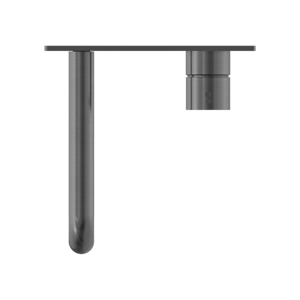 Nero Mecca Wall Basin Mixer Handle Up 185mm Spout Brushed Gunmetal