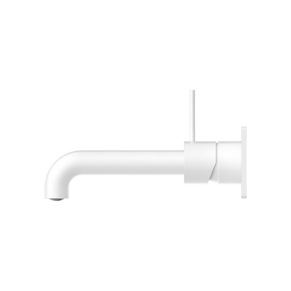 Nero Mecca Wall Basin Mixer Handle Up 185mm Spout Matte White