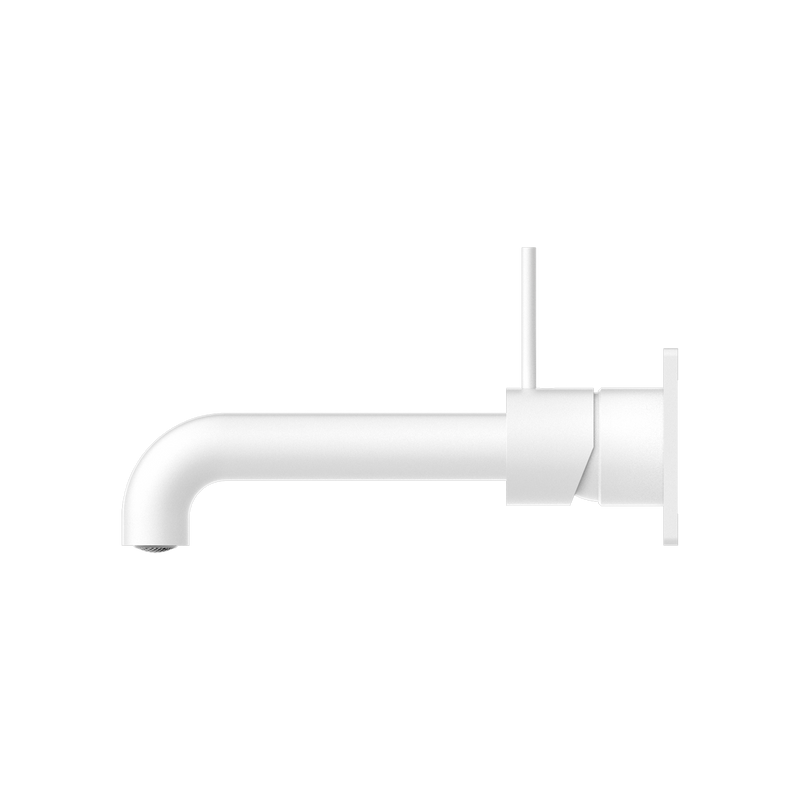 Mecca Wall Basin Mixer Handle Up 185mm Spout Matte White