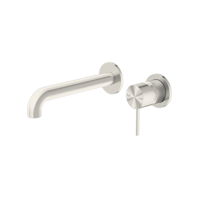 Mecca Wall Basin Mixer Separate Back Plate 230mm Spout Brushed Nickel