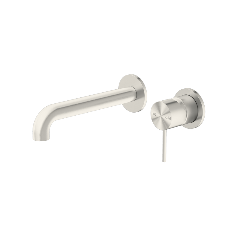 Mecca Wall Basin Mixer Separate Back Plate 230mm Spout Brushed Nickel
