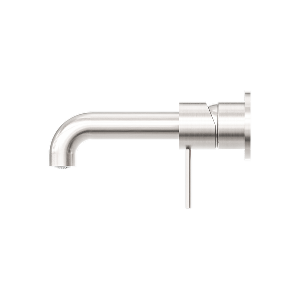 Nero Mecca Wall Basin Mixer Separate Back Plate 230mm Spout Brushed Nickel