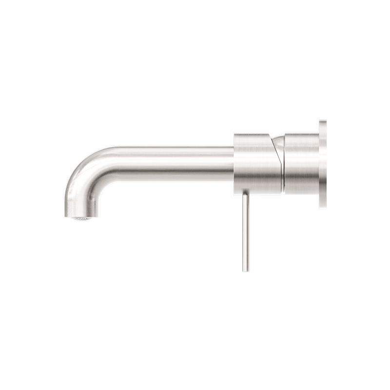 Mecca Wall Basin Mixer Separate Back Plate 185mm Spout Brushed Nickel