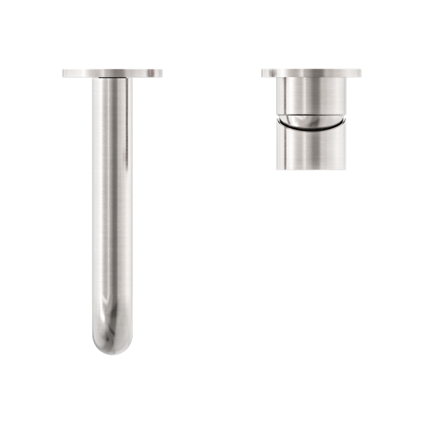 Nero Mecca Wall Basin Mixer Separate Back Plate 230mm Spout Brushed Nickel