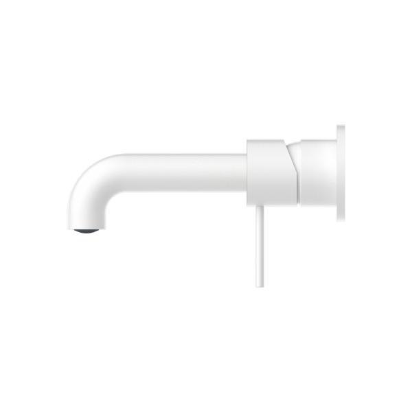Nero Mecca Wall Basin Mixer Separate Back Plate 185mm Spout Matte White