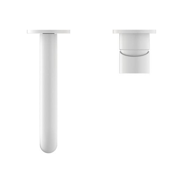 Nero Mecca Wall Basin Mixer Separate Back Plate 185mm Spout Matte White