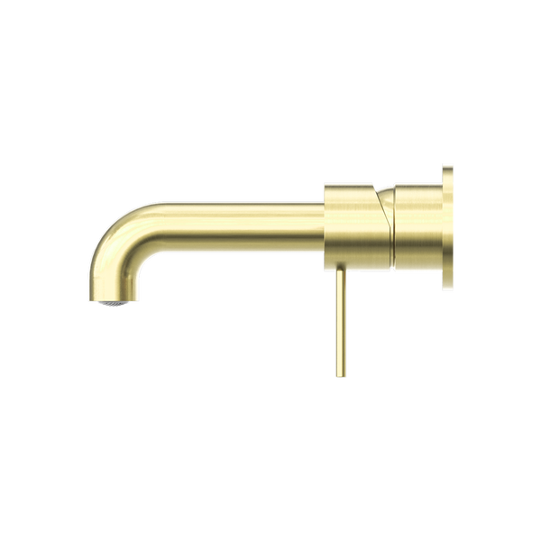 Nero Mecca Wall Basin Mixer Separate Back Plate 230mm Spout Brushed Gold