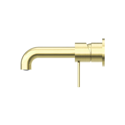 Mecca Wall Basin Mixer Separate Back Plate 230mm Spout Brushed Gold