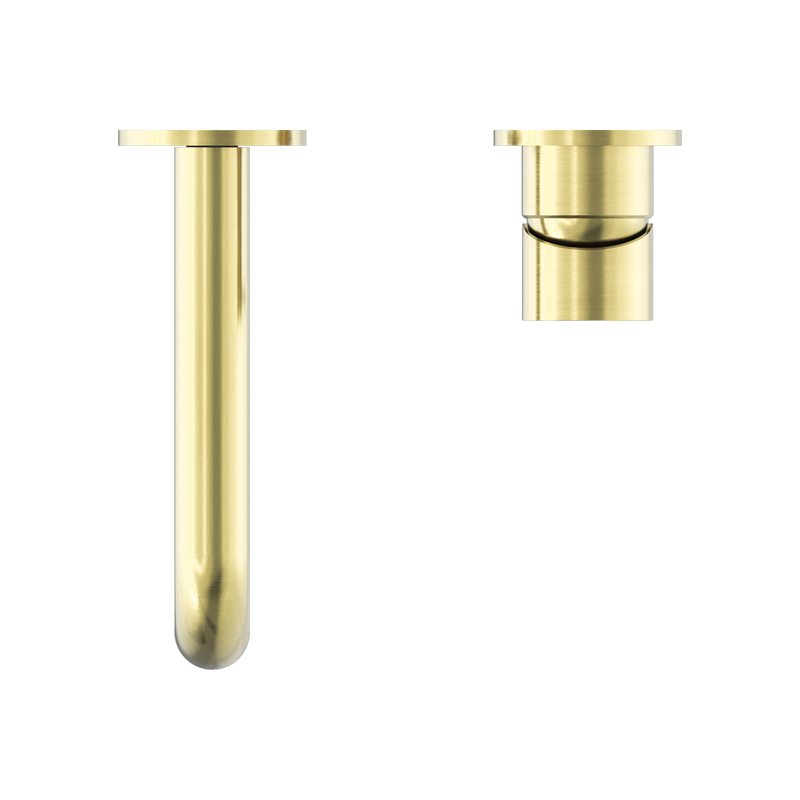 Mecca Wall Basin Mixer Separate Back Plate 185mm Spout Brushed Gold