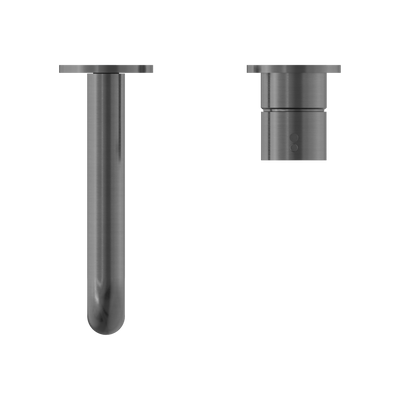 Mecca Wall Basin Mixer Separate Back Plate Handle Up 185mm Spout Brushed Gunmetal