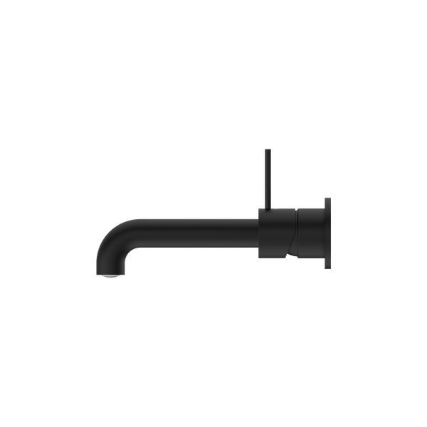 Nero Mecca Wall Basin Mixer Separate Back Plate Handle Up 185mm Spout Matte Black