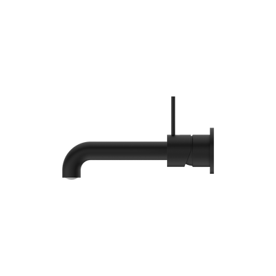 Mecca Wall Basin Mixer Separate Back Plate Handle Up 185mm Spout Matte Black