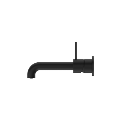 Mecca Wall Basin Mixer Separate Back Plate Handle Up 185mm Spout Matte Black