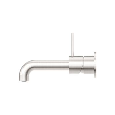 Mecca Wall Basin Mixer Separate Back Plate Handle Up 185mm Spout Brushed Nickel