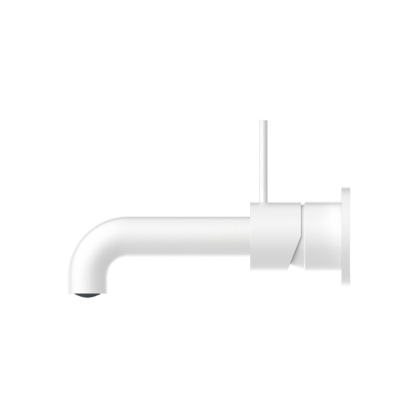 Nero Mecca Wall Basin Mixer Separate Back Plate Handle Up 185mm Spout Matte White
