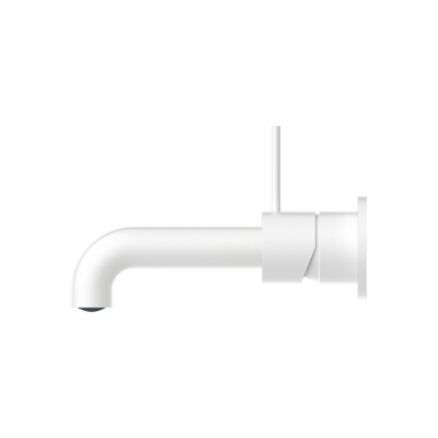 Mecca Wall Basin Mixer Separate Back Plate Handle Up 185mm Spout Matte White