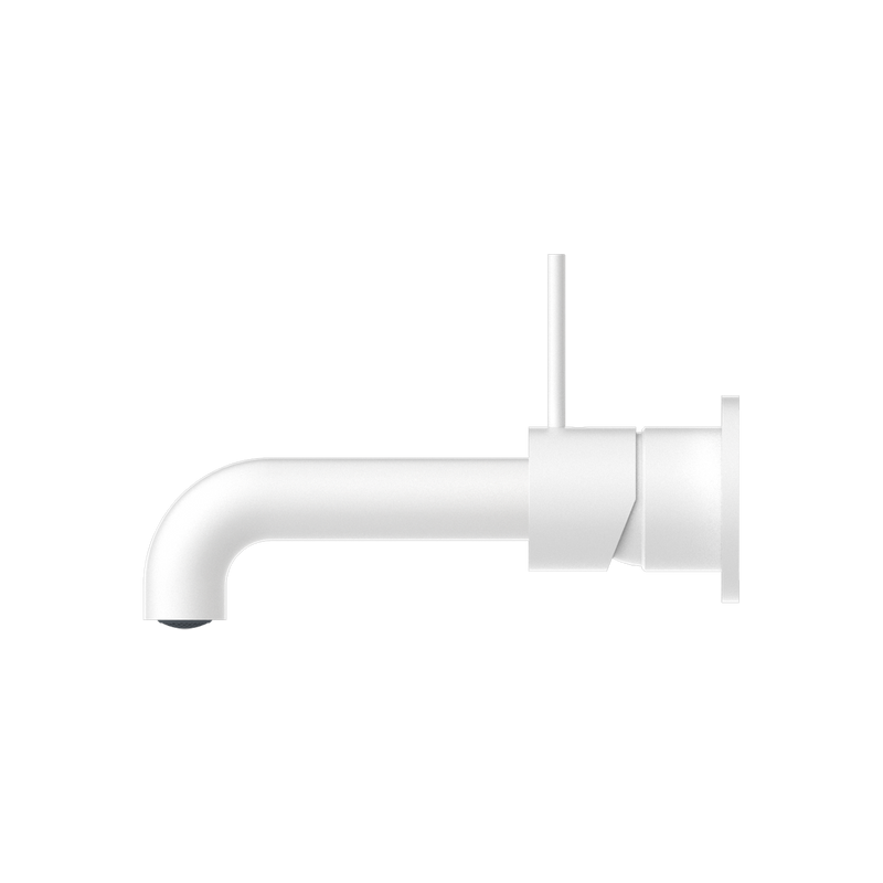 Mecca Wall Basin Mixer Separate Back Plate Handle Up 185mm Spout Matte White