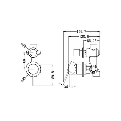 Mecca Shower Mixer with Divertor Separate Back Plate Gunmetal