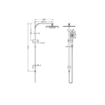 Celia Twin Shower Set Square Head Brushed Gunmetal