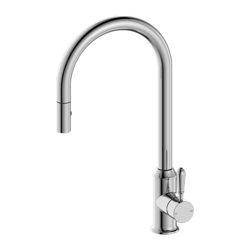 York Pull Out Sink Mixer with Vegie Spray Function with Metal Lever Chrome