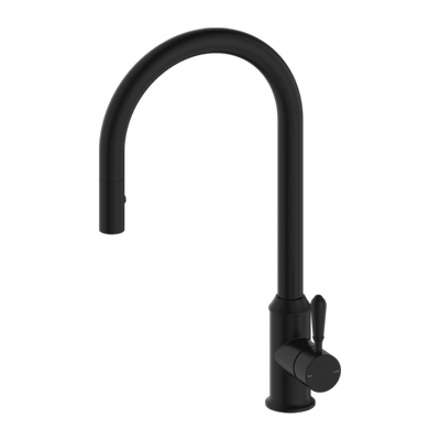 Nero York Pull Out Sink Mixer with Vegie Spray Function with Metal Lever Matte Black