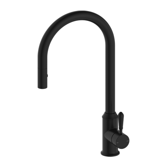 Nero York Pull Out Sink Mixer with Vegie Spray Function with Metal Lever Matte Black