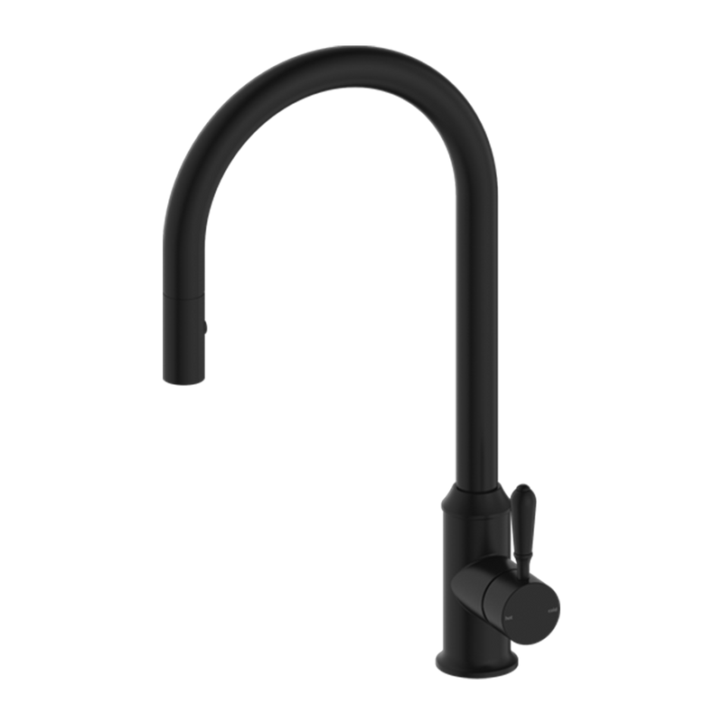 York Pull Out Sink Mixer with Vegie Spray Function with Metal Lever Matte Black