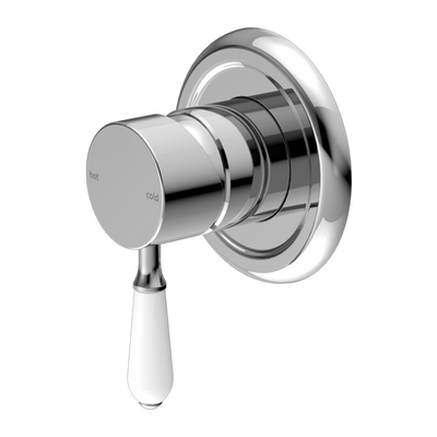 York Shower Mixer with White Porcelain Lever Chrome