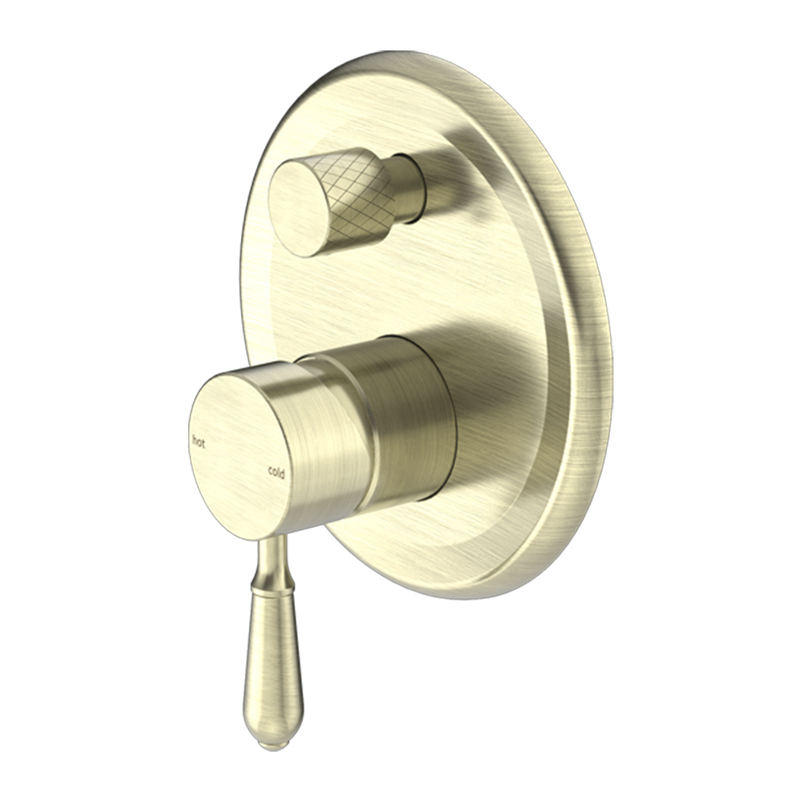 York Shower Mixer with Divertor with Metal Lever Aged Brass