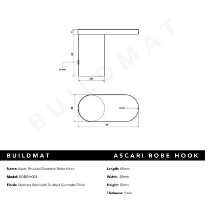 Ascari Brushed Gunmetal Robe Hook