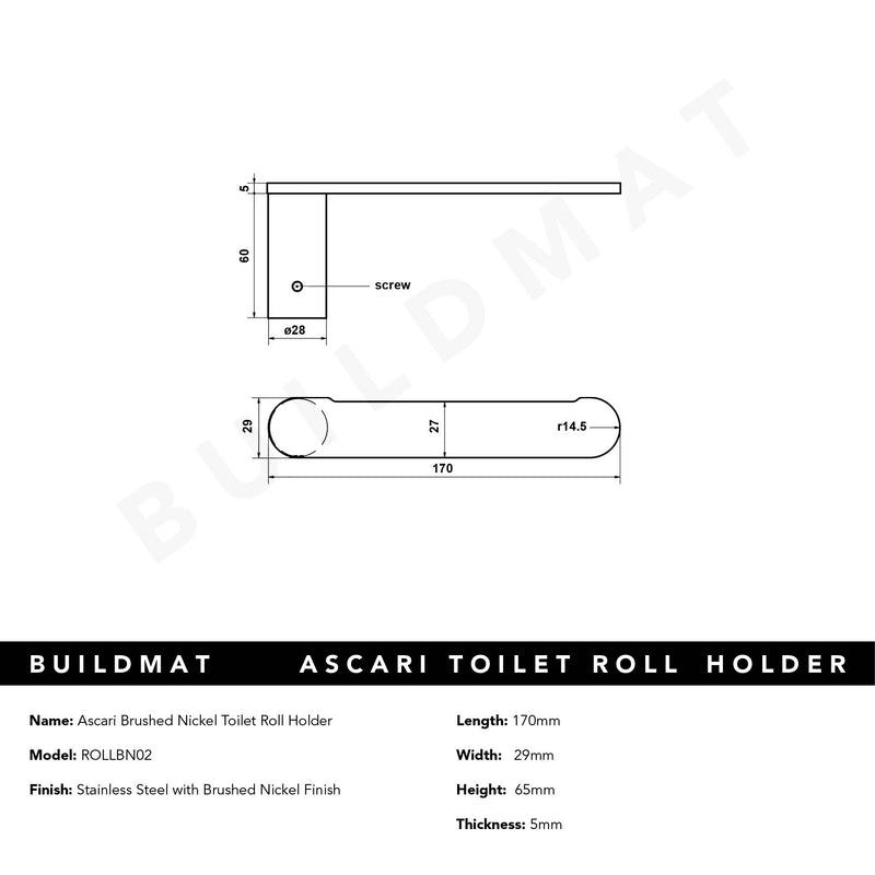 Ascari Brushed Nickel Toilet Roll Holder