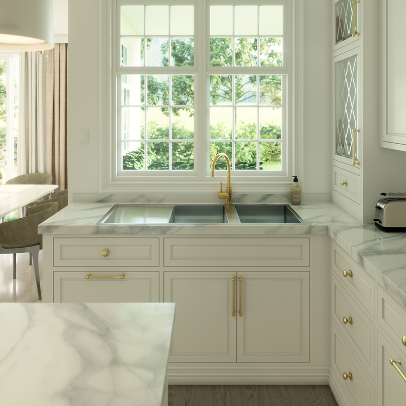 Theo 1200x500 Double Bowl with Drain Board Sink