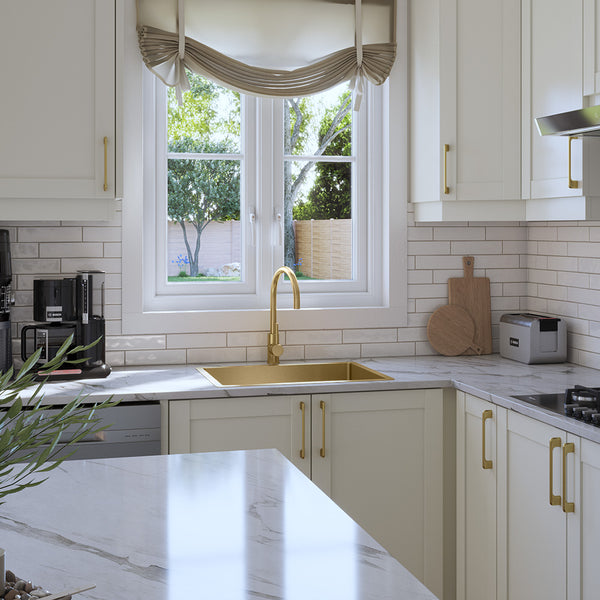 Alma Brushed Brass Gold Willow 600x450 Medium Single Bowl Sink