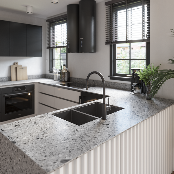 Alma Brushed Gunmetal Clifford 725x450 Single & 1/4 Bowl Sink