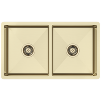 Buildmat Precious Metals Sink Brushed Brass Gold Brushed Brass Gold Madison 775x450 Double Bowl Sink