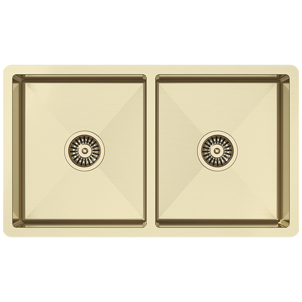 Buildmat Precious Metals Sink Brushed Brass Gold Brushed Brass Gold Madison 775x450 Double Bowl Sink
